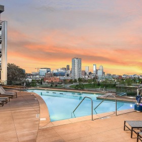 a pool in a courtyard